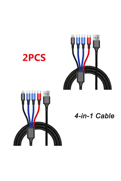 Choice 1.2m Black--2PCS 1pcs/2pcs 4 in 1 USB Charging Cable For iPhone 13 12 ...
