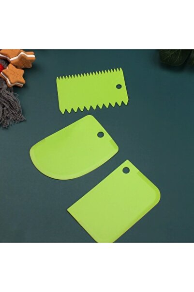 Choice مجموعة مكشطة الكيك الخضراء المكونة من 3 قطع، أداة تنعيم تزيين الكيك، م...