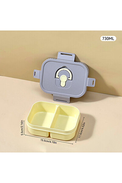 WORTHBUY Purple 2 Grids 730ml Portable Plastic Lunch Box With Compartment Mic...