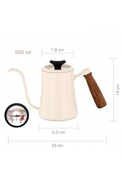 Choice وعاء قهوة ثيرموميت بيج مع غطاء ومقياس حرارة مصنوع من الفولاذ المقاوم ل...