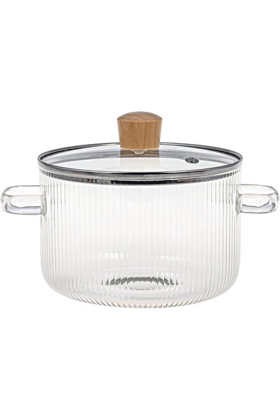 Choice 1 pcs Covered Glass Cooking Pot with Lid 1.6L Heat Resistant Glass Soup Pot Dual Handles Glass Sauce