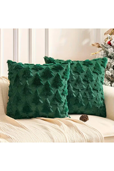 Choice 45 × 45 سم (بدون قلب) أخضر - غطاء وسادة مزخرف لعيد الميلاد من القطيفة ...