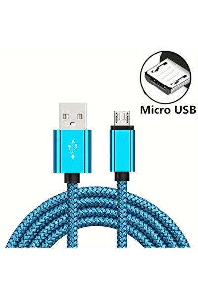 Choice كابل USB A Micro أزرق بطول 1 متر سلك شحن سريع خط الهاتف المحمول كابل م...