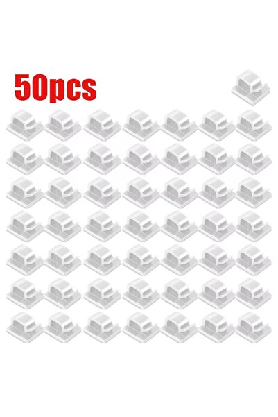 Choice أبيض - 50 قطعة من 10 إلى 100 مشبك منظم كابلات لشحن USB وخطوط البيانات ولف بكرة مثبتة على الحائط