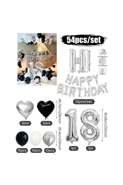 Choice مجموعة بالونات أخرى QQ614-18 30/52/54 باللونين الأبيض والأسود، لافتة ع...