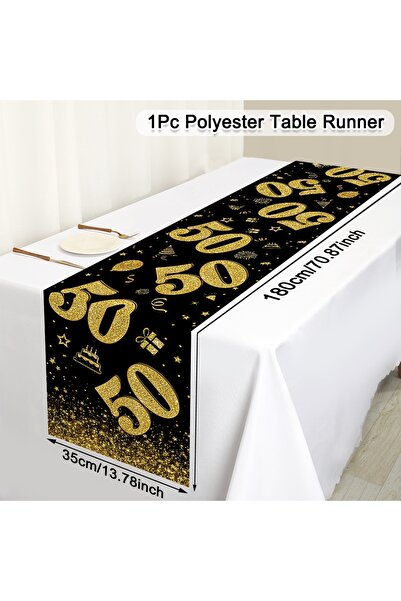 Choice 50 18 30 40 50 Year Old Black Gold Table Runner Happy Birthday Party D...