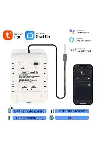 Choice مفتاح درجة الحرارة الذكي Tuya 16A 3000W 16A 3000W مع مراقبة استهلاك ال...