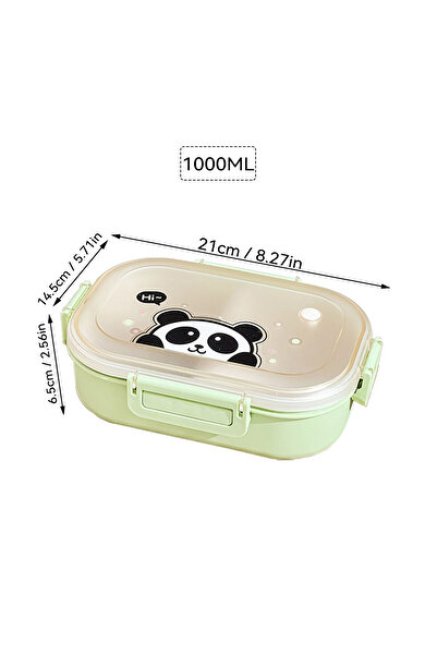 WORTHBUY 3 Green Detachable 3 Grids Plastic Lunch Box Kids Portable Cartoon Divided Bento Box Leak-p