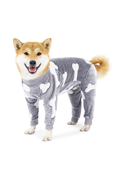 Choice ملابس شتوية رمادية كبيرة للكلاب، بيجامات، جمبسوت، ملابس شتوية بأربعة أ...