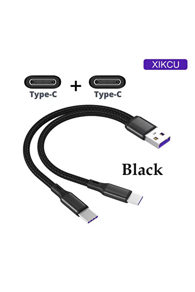 Choice كابل USB Type-C أسود بطول 1.2 متر 2 في 1، سلك شحن سريع 6 أمبير، كابل ب...