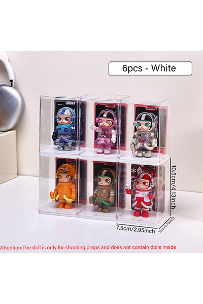 Choice 6pcs-white 6pcs acrylic dust-proof colored base doll blind box display box card groove stackable col