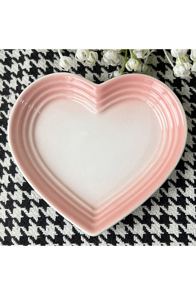 Choice 12cm Pink White Heart-shaped Ceramic Dishes,12cm Gradient Underglaze Color Simple Tableware,Dip Dish