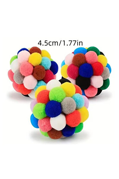 Choice مجموعة من 3 قطع صغيرة الحجم من ألعاب القطط، لعبة حيوانات أليفة، ألعاب كرات قطط محشوة، جرس نطاط للحيوانات الأليفة، كرات بوم بوم ملونة للحيوانات الأليفة