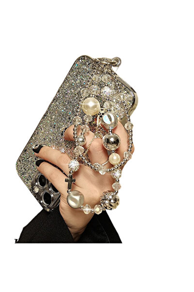 Choice سلسلة معصم فاخرة للهاتف المحمول بسلسلة مزدوجة، سلسلة مزدوجة من اللؤلؤ ...