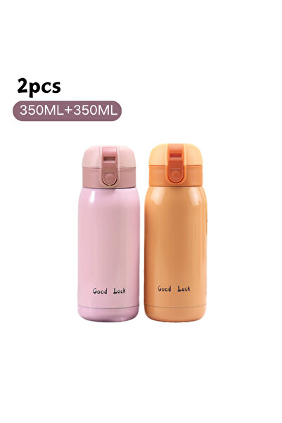 Choice كما في الصورة، وردي، برتقالي، قطعتان، 350 مل، 200/350 مل، كوب ترمس صغي...