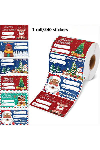 Choice مقاس واحد يناسب الجميع 1 لفة 240 قطعة / 1 لفة علامات هدايا عيد الميلاد...