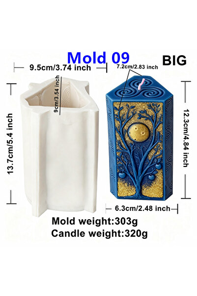 Choice8 قالب كبير 09 ثلاثي الأبعاد بنمط الشمس والقمر قالب أسطواني من السيليكو...