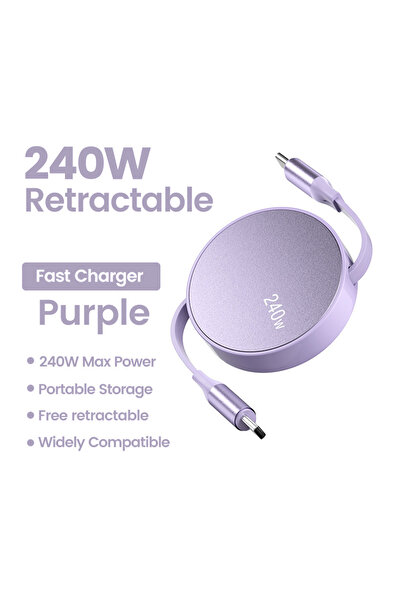 Choice كابل بيانات شحن سريع 240 واط من النوع C إلى النوع C قابل للسحب باللون ...