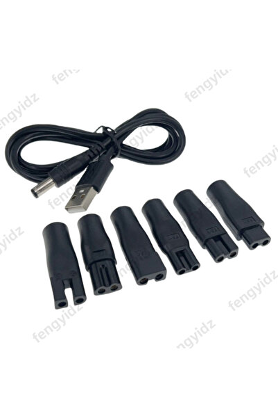 Choice USB Cable And 6PCS New DC Converter for Shaver Hair Clipper DC5.5*2.1mm Male To C8 Tail Female Power