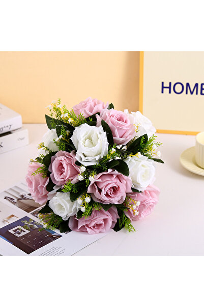 Choice باقة وردة صناعية من الحرير الأبيض والأرجواني، قطعة مركزية لحفل الزفاف،...