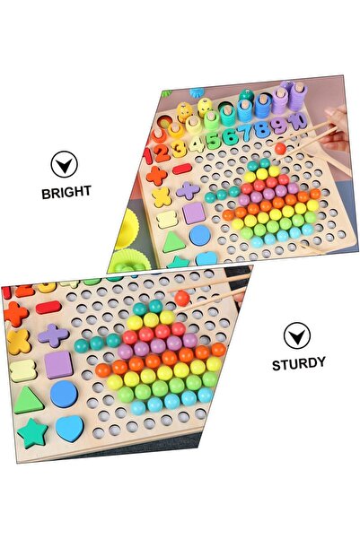 STAR5 WOONEKY Wooden Educational Brain Games Set for Toddlers - Preschool Puzzle & Bead Sorting Toy