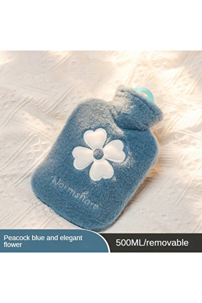 Choice4 Blue 500ML Flannel Hot Water Bottle Hand Warmer Winter Cute Kawaii Wa...