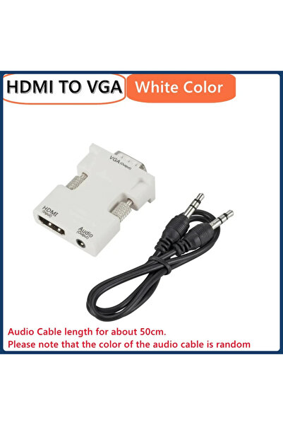 Choice محول HDMI أنثى إلى VGA ذكر باللون الأبيض مع كابل صوت 3.5 مم لجهاز PS4 ...