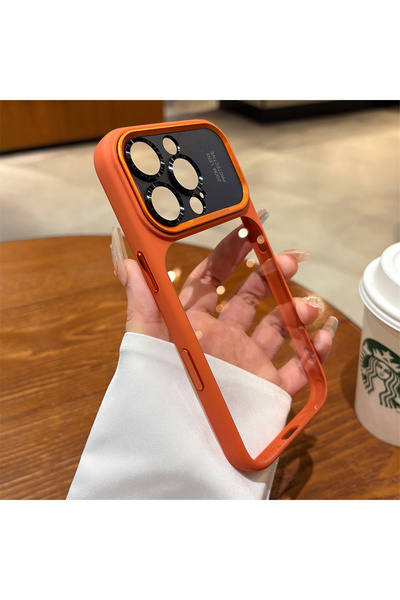 Choice جراب TPU معدني مغناطيسي فاخر لهاتف iPhone 17 Pro Max برتقالي اللون لها...