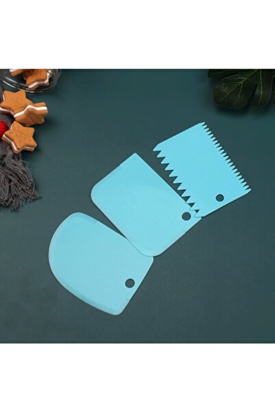 Choice مجموعة مكشطة الكيك الناعمة باللون الأزرق، مكونة من 3 قطع، أداة تنعيم ت...