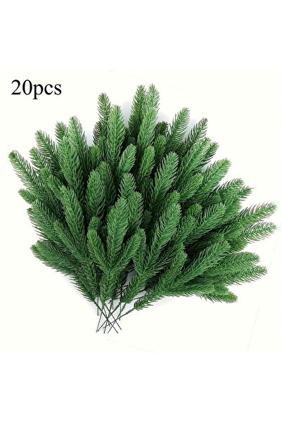 Choice 20 قطعة من أشجار الصنوبر الاصطناعية، أغصان الصنوبر الخضراء البلاستيكية، زينة عيد الميلاد بنفسك، طاولة شتوية