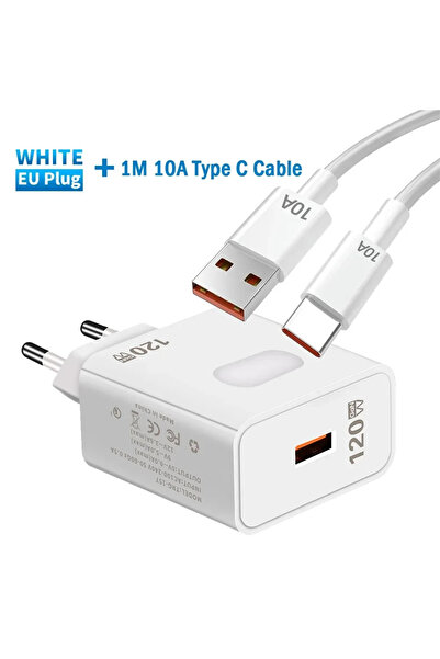 Choice كابل 10 أمبير بمقبس الاتحاد الأوروبي، شاحن USB GaN بقوة 120 وات، شحن س...