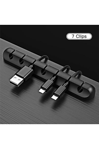 Choice Black 7 Hole Adhesive Cable Holder Clips Cord Management Wire Organizer for Desktop USB Charging Cab