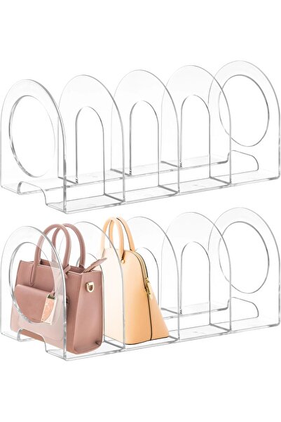 Slasa Clear Purse Storage Organizers, 2-Pack 4-Section Bag Dividers for Closet & Desk (12.6×5×5.4 in)