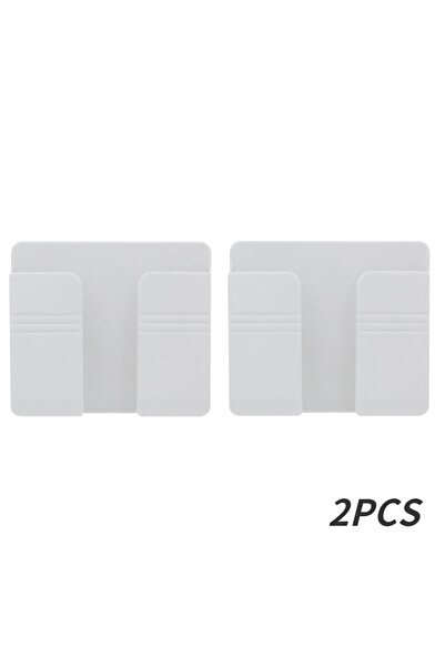 Choice 2PCS-White Wall Mobile Phone Holder Universal Phone Charge Storage Box Organizer TV Air Remote Contr