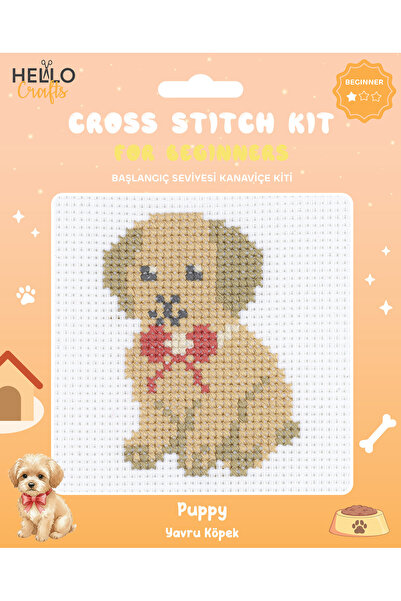 Hello Başlangıç Seviyesi Kanaviçe Kiti (iplik, iğne, kumaş) 15*15 cm HC552