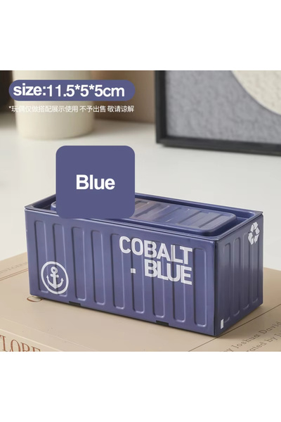 Choice Blue Iron Storage Box Retro Industrial Style Metal Miniature Container Model Decorative Storage Box
