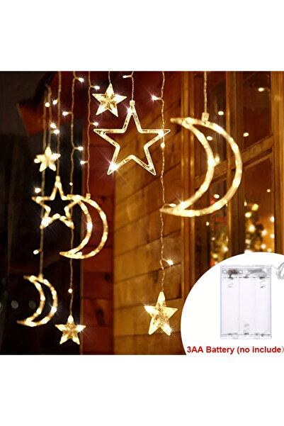 Choice سلسلة أضواء ستارة LED على شكل نجمة وقمر بطول 3.5 متر، نوع البطارية 3AA، تعمل بالطاقة الشمسية/البطارية، إكليل عيد الميلاد الجنية