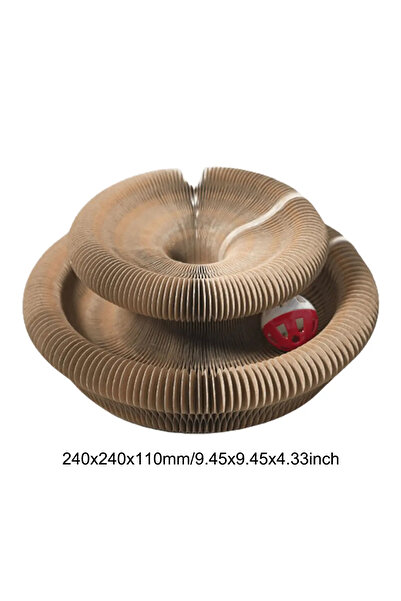 Choice A Magic Organ Foldable Cat Scratch Board Toy With Bell Cat Grinding Claw Cat Climbing Frame Round C.