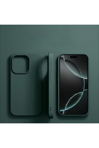 Choice جراب هاتف سيليكون سائل أصلي باللون الأخضر الداكن لهاتف iPhone 13 من Ap...