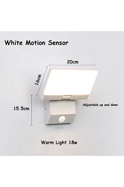 Choice مصباح حائط خارجي أبيض بمستشعر حركة LED مقاوم للماء IP65 بقدرة 18 وات، ...