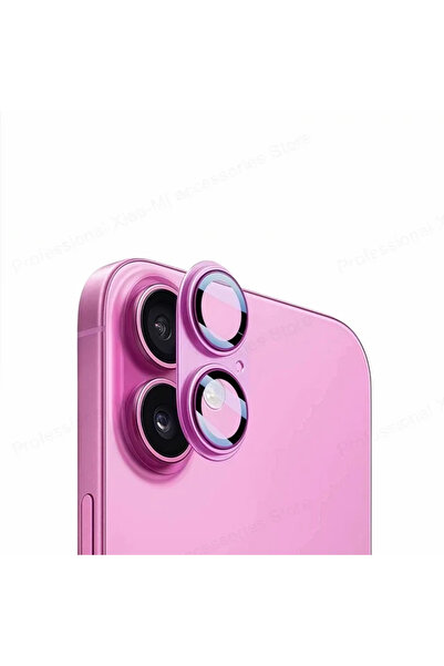 Choice لـ iP 16 16Plus وردي آخر أحمر حلقة معدنية كاميرا زجاج مقسّى لـ IPhone ...