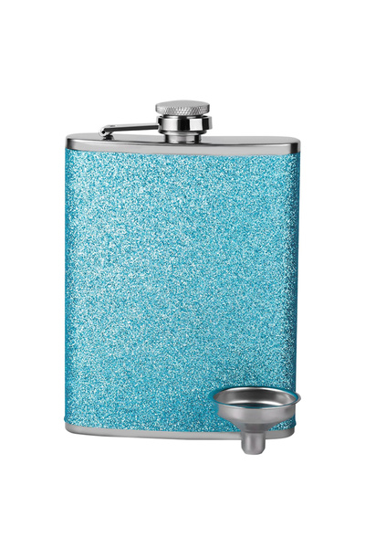 Choice قارورة هبر زرقاء لامعة سعة 8 أونصة من الفولاذ المقاوم للصدأ مع غطاء لا...