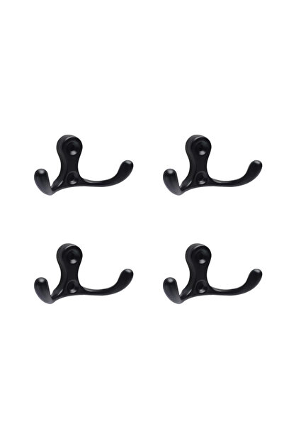 Choice أسود - 4 قطع 4 خطافات ملابس، تعليق الملابس والقبعات، خطافات خزانة المل...
