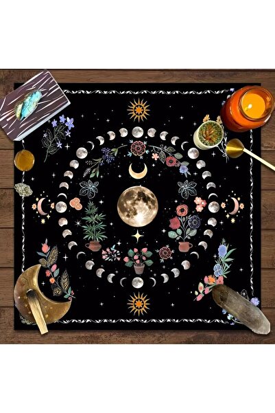Choice 75 × 75 (2.5 × 2.5 قدم YLB-344 VIKAMA مفرش طاولة التاروت القمري الزهري وسجادة بطاقة المذبح ومستلزمات السحر والتنجيم