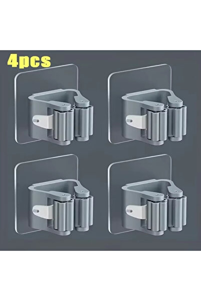 Choice1 حامل ممسحة ومكانس رمادي اللون، 4 قطع، 4/8 قطع، مع لاصق، رف معلق على ا...