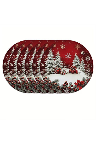 Choice مفارش طعام شتوية مقاس 38 سم، 6 قطع، 6 قطع - دائرية مقاس 38 سم، بنمط رق...