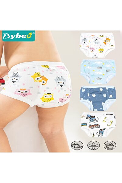BYBEO 4 قطع ملابس داخلية لتدريب الأطفال على استخدام المرحاض، سراويل تدريب قاب...