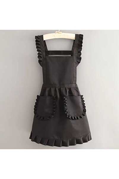 Choice قطعة واحدة سوداء مريلة لطيفة على الطراز الكوري للنساء، ملابس عمل للمطبخ والقهوة والطبخ والتنظيف