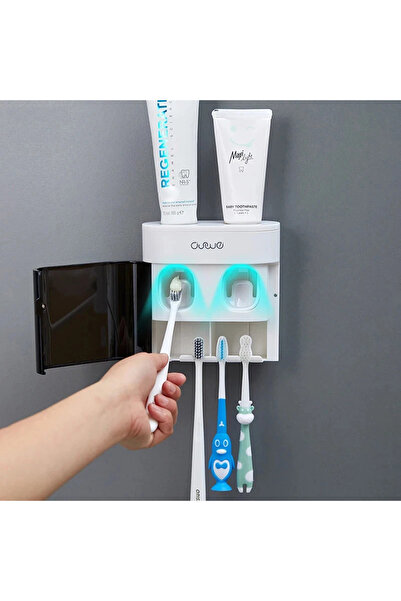 Choice عصارة معجون أسنان أوتوماتيكية مثبتة على الحائط باللون الأبيض، موزع معجون أسنان، حامل فرشاة أسنان مغناطيسي أيضًا