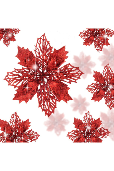 Choice 14 قطعة من الزهور الاصطناعية الحمراء 11 سم زهرة وهمية زينة شجرة عيد ال...